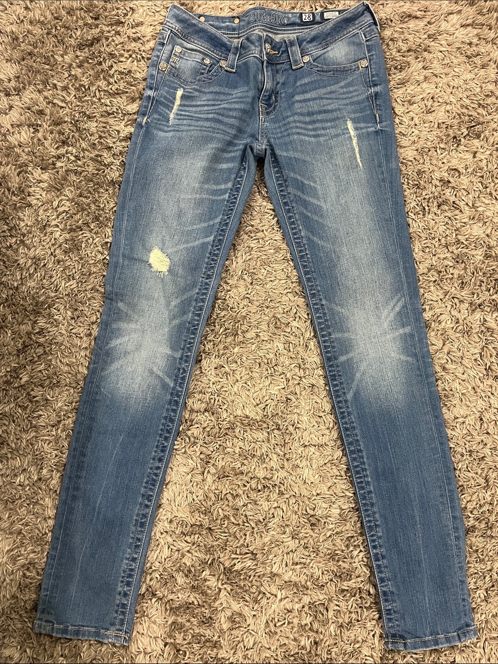 Miss Me Light Blue Distressed Skinny Jeans - Women's